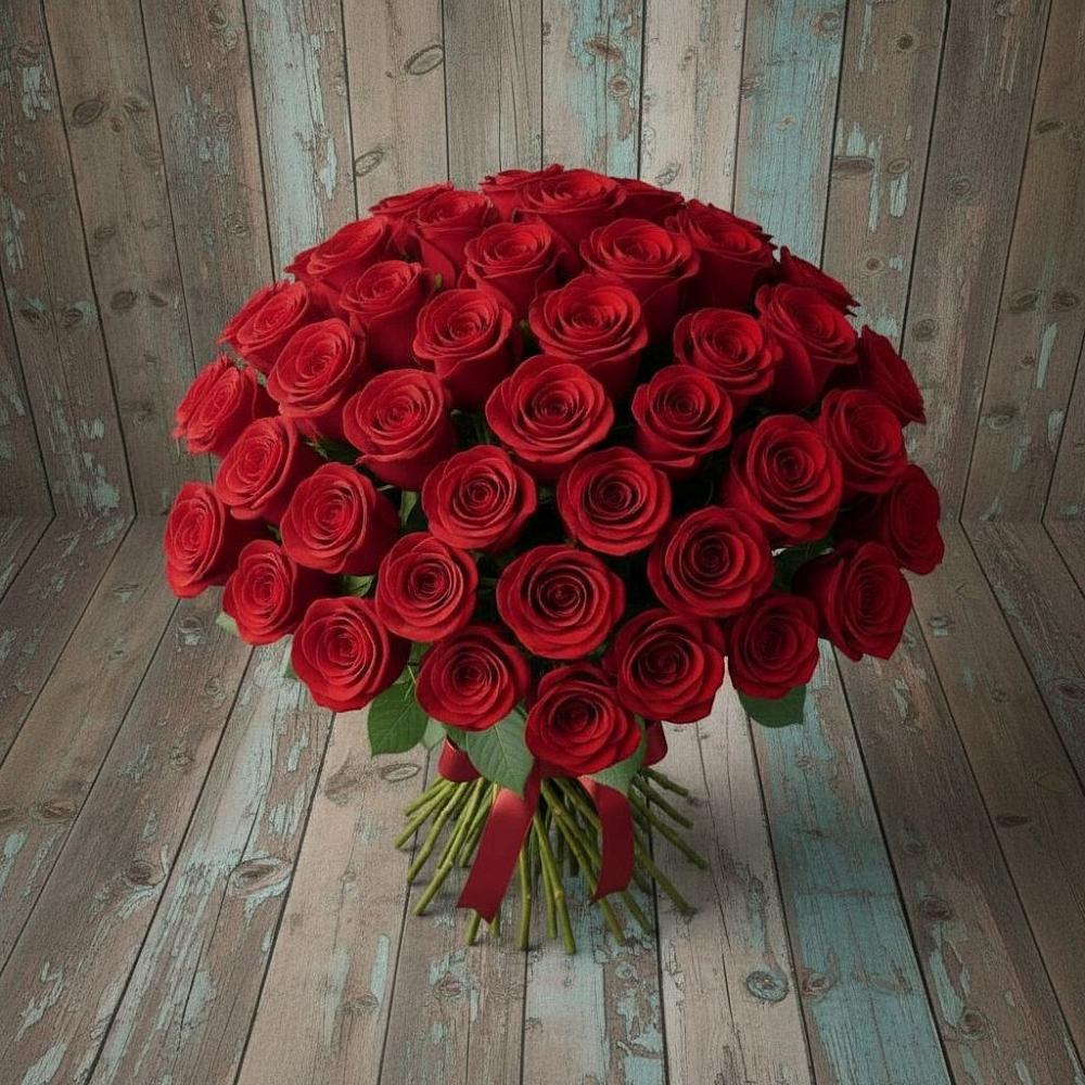 Букет 55 Красных роз Фридом в Дорогино