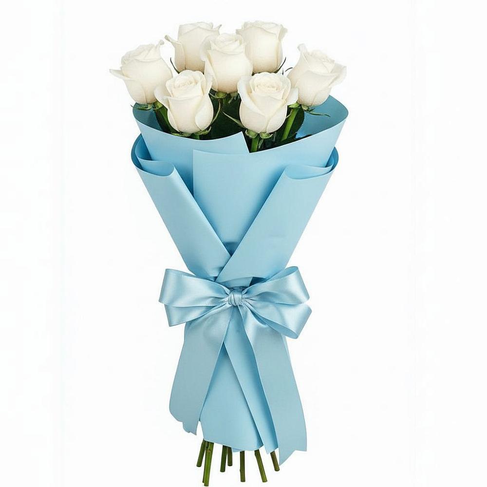 Букет 7 белых роз Проуд в Дорогино