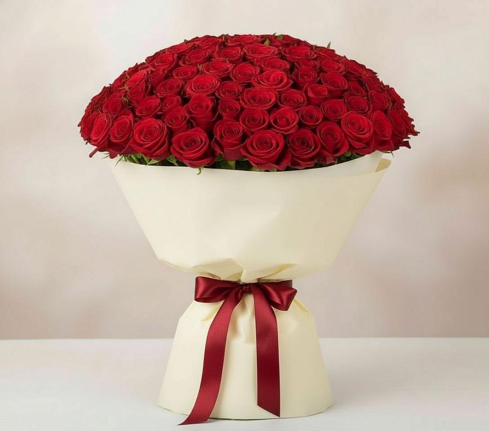 Букет 101 Красная роза Милано в Дорогино