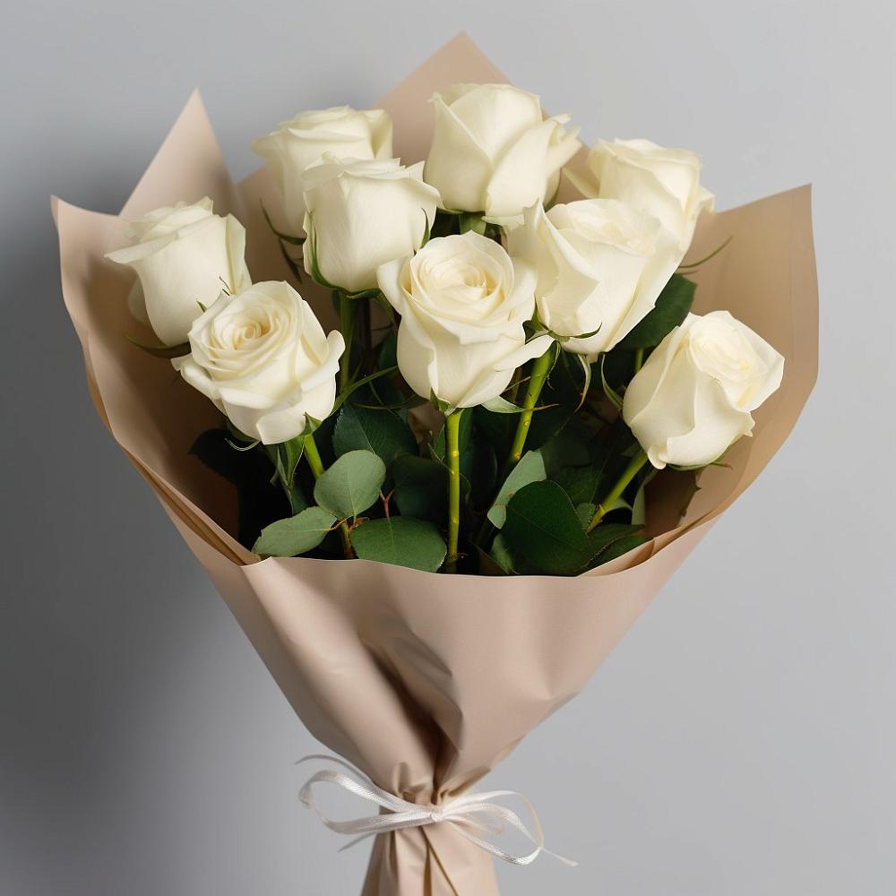 Букет 9 Белых роз Эдлесс Лав в Дорогино