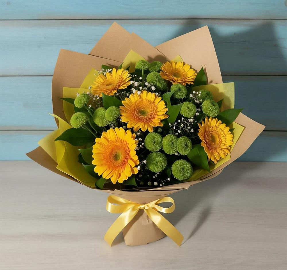 Букет цветов из: Герберы и Хризантемы в Дорогино