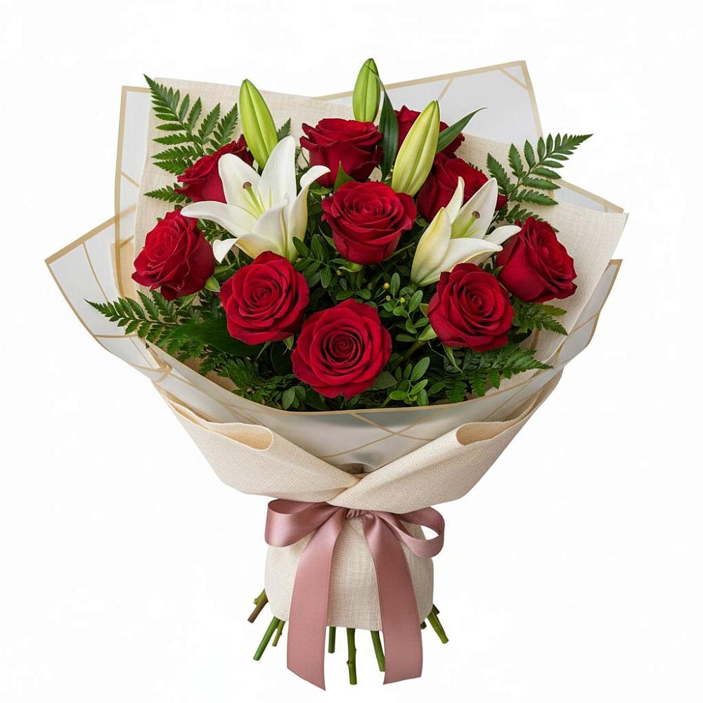 Букет цветов из: Лилии и Розы в Дорогино