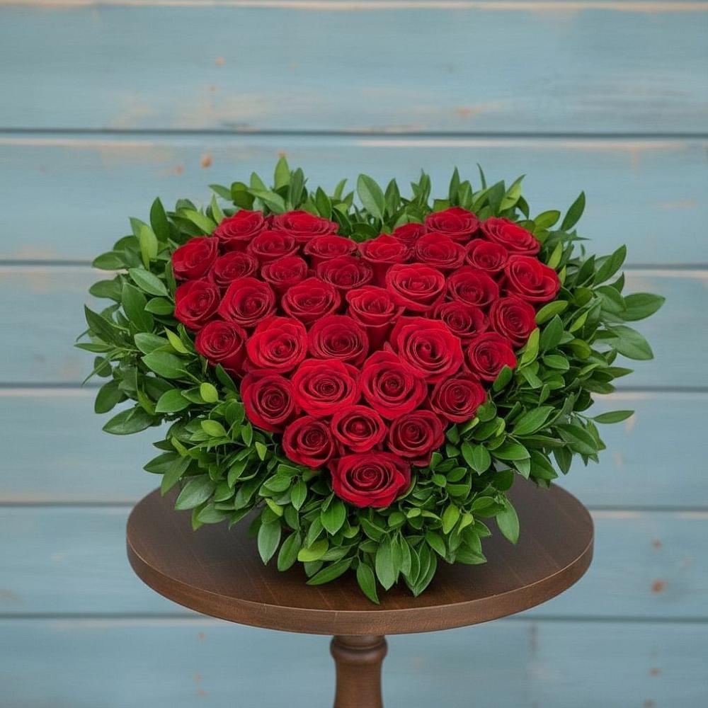 Цветочная композиция из Розы в виде сердца в Дорогино