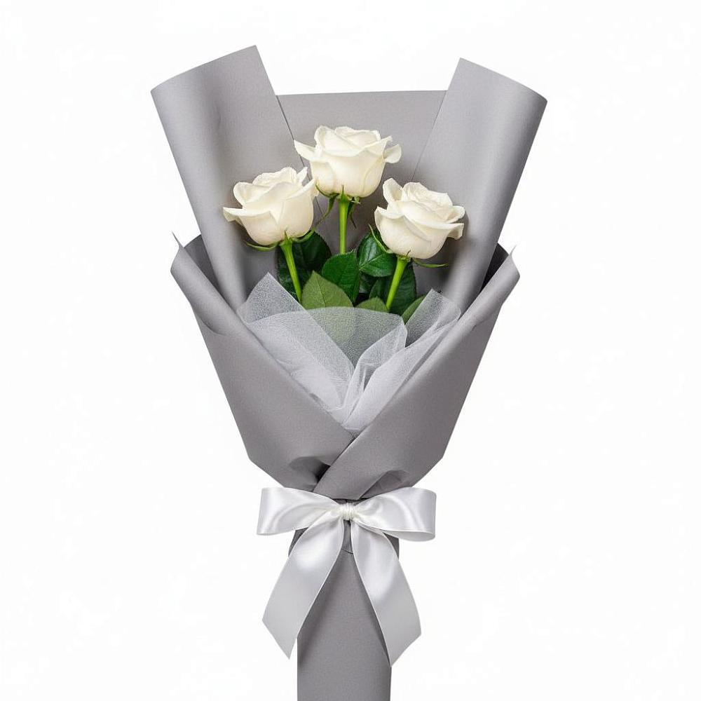 Букет 3 белые розы в Дорогино