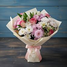 Букет цветов из:  Хризантемы, Альстромерии и Розы #REPLACE_PRED# Дорогино