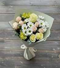 Букет цветов из:  Альстромерии, Розы и Хризантемы в Дорогино